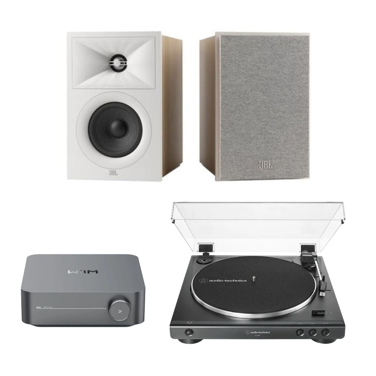 WiiM AMP + Audio-Technica LP60X + JBL Stage 240B Bookshelf Speakers - K&B Audio