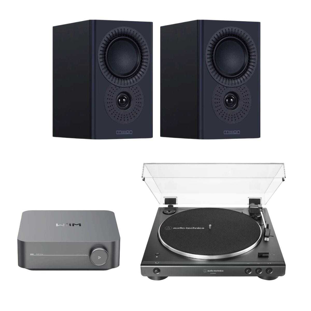 WiiM AMP + Audio-Technica LP60X + Mission LX-1 Bookshelf Speakers - K&B Audio