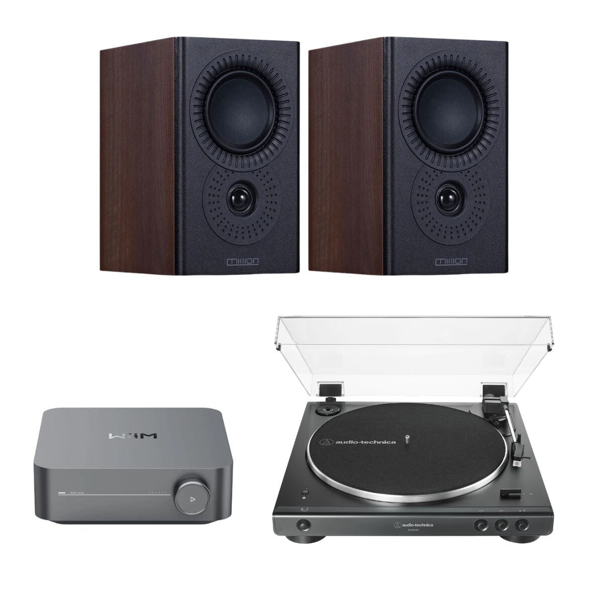 WiiM AMP + Audio-Technica LP60X + Mission LX-1 Bookshelf Speakers - K&B Audio