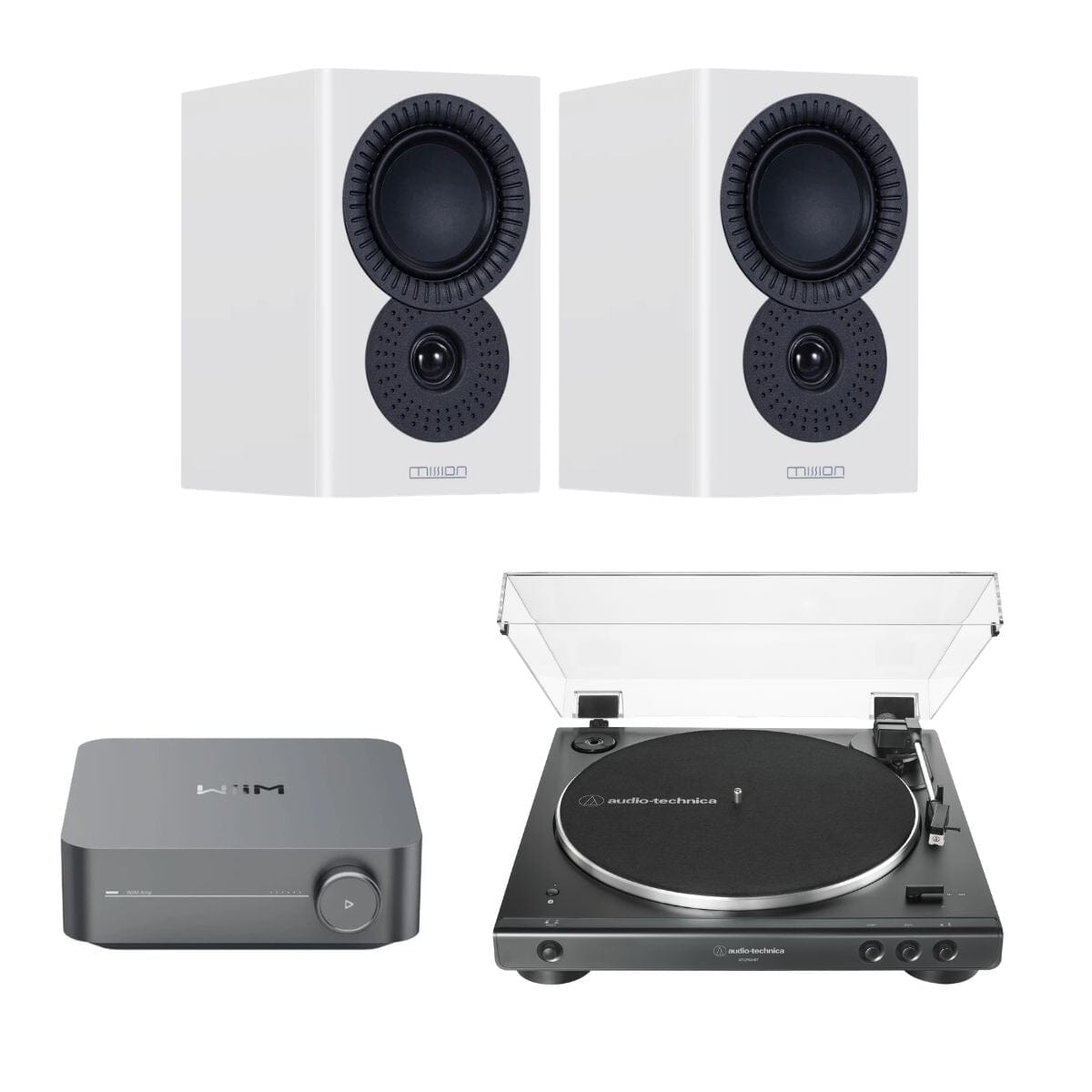 WiiM AMP + Audio-Technica LP60X + Mission LX-1 Bookshelf Speakers - K&B Audio