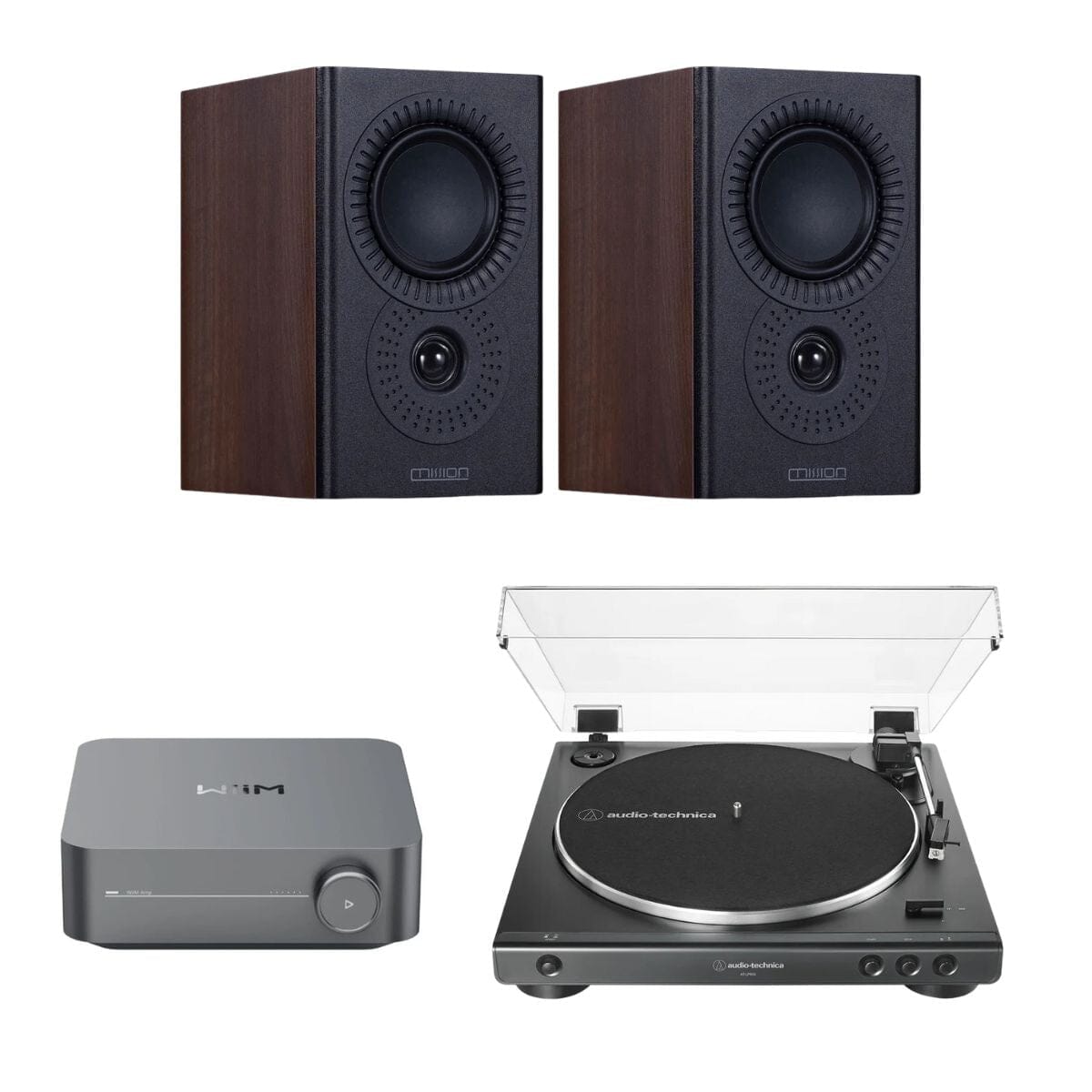 WiiM AMP + Audio-Technica LP60X + Mission LX-1 Bookshelf Speakers - K&B Audio