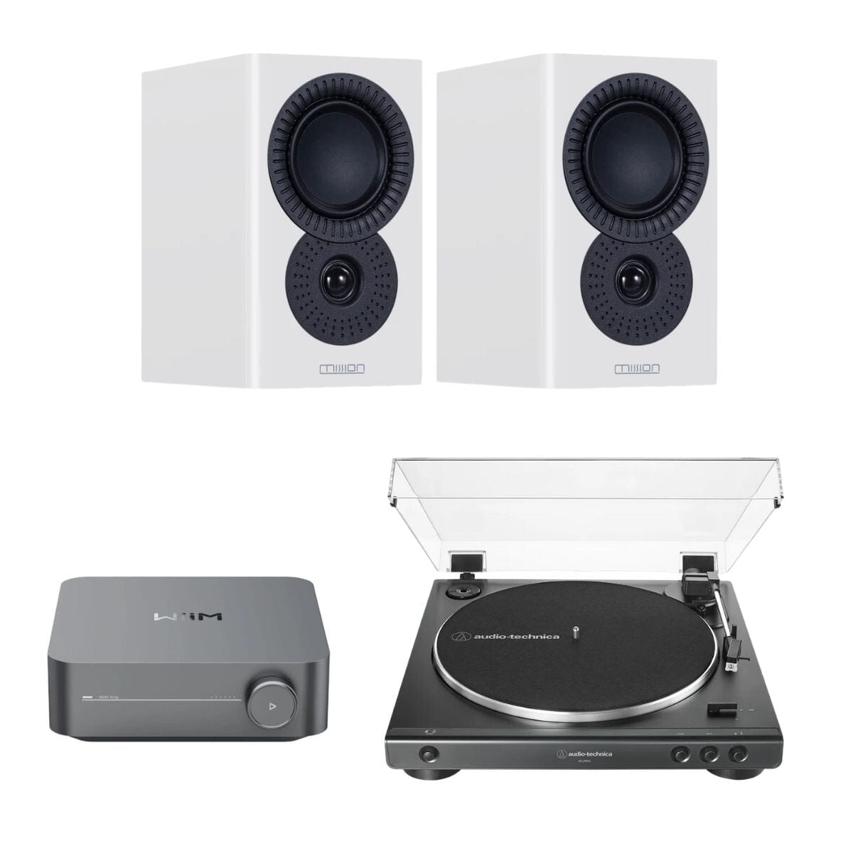 WiiM AMP + Audio-Technica LP60X + Mission LX-1 Bookshelf Speakers - K&B Audio