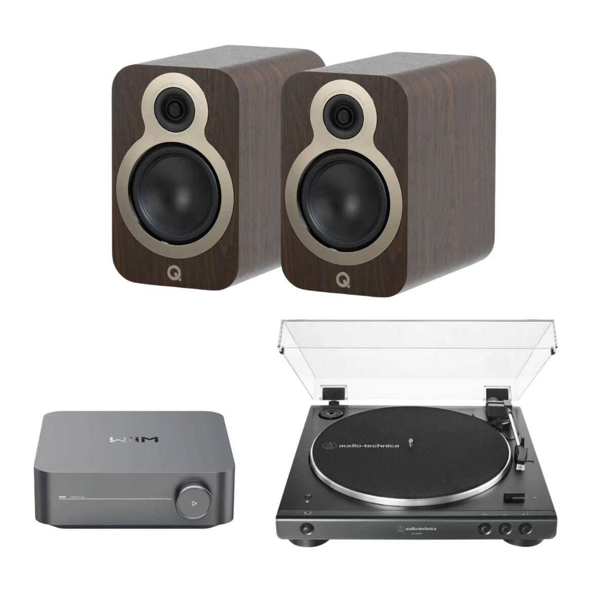 WiiM AMP + Audio-Technica LP60X + Q Acoustics 3010c Bookshelf Speakers - K&B Audio