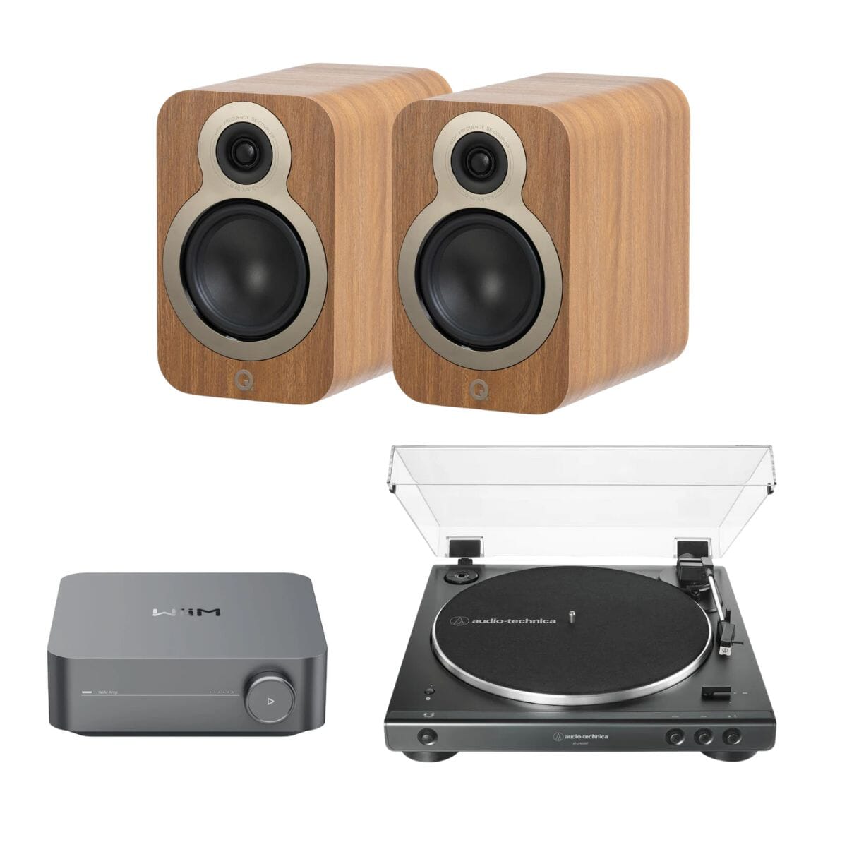 WiiM AMP + Audio-Technica LP60X + Q Acoustics 3010c Bookshelf Speakers - K&B Audio
