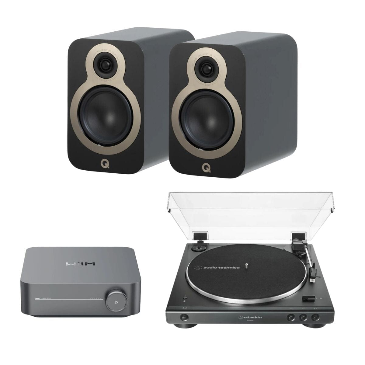 WiiM AMP + Audio-Technica LP60X + Q Acoustics 3010c Bookshelf Speakers - K&B Audio
