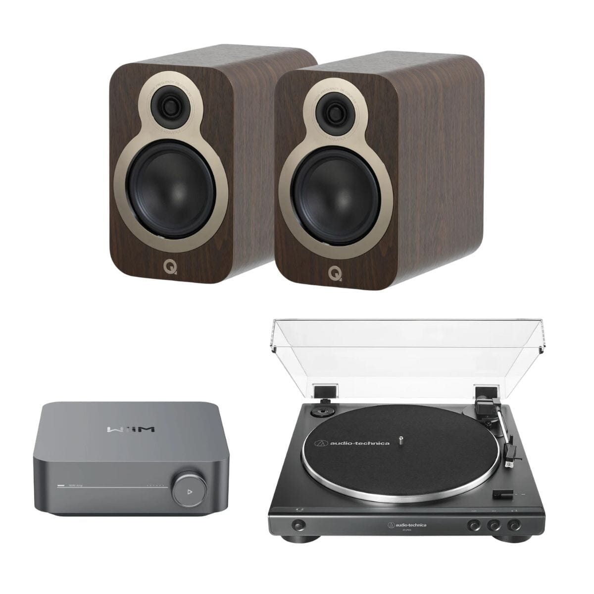 WiiM AMP + Audio-Technica LP60X + Q Acoustics 3010c Bookshelf Speakers - K&B Audio