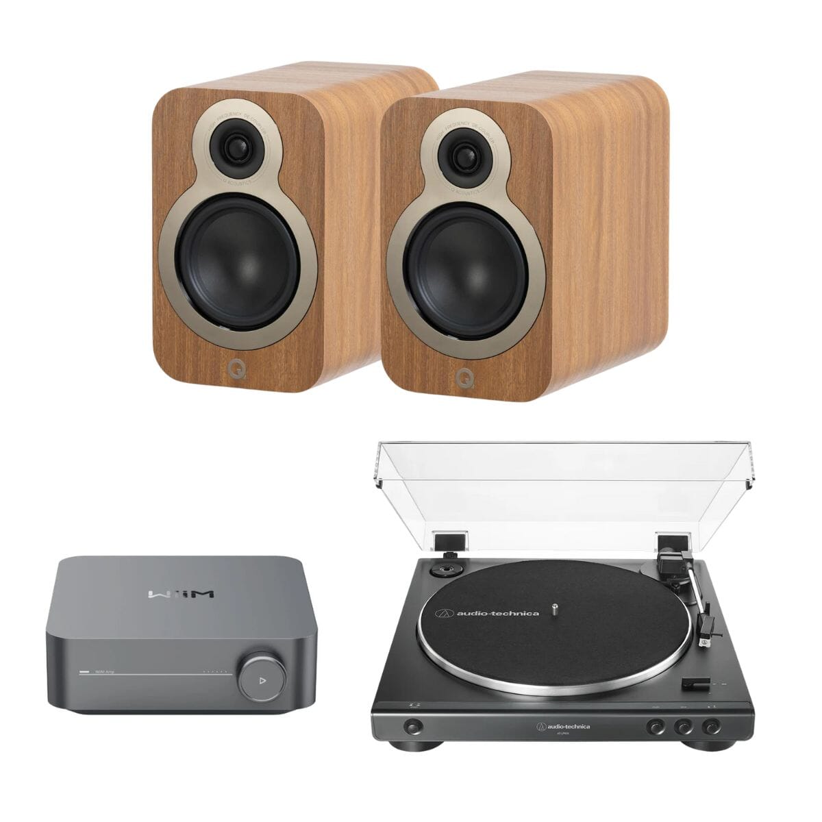 WiiM AMP + Audio-Technica LP60X + Q Acoustics 3010c Bookshelf Speakers - K&B Audio