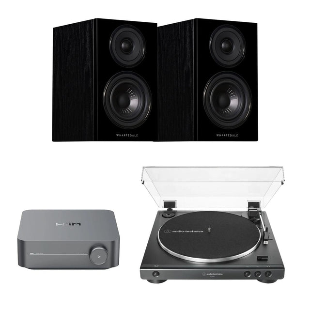 WiiM AMP + Audio-Technica LP60X + Wharfedale Diamond 12.0 Bookshelf Speakers - K&B Audio