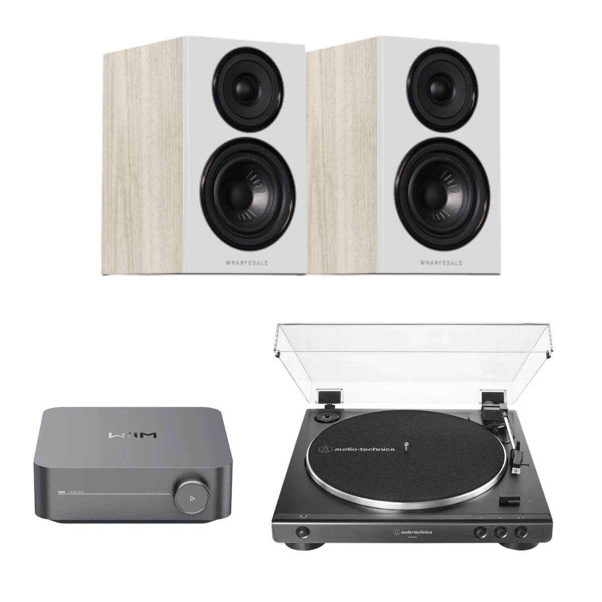 WiiM AMP + Audio-Technica LP60X + Wharfedale Diamond 12.0 Bookshelf Speakers - K&B Audio