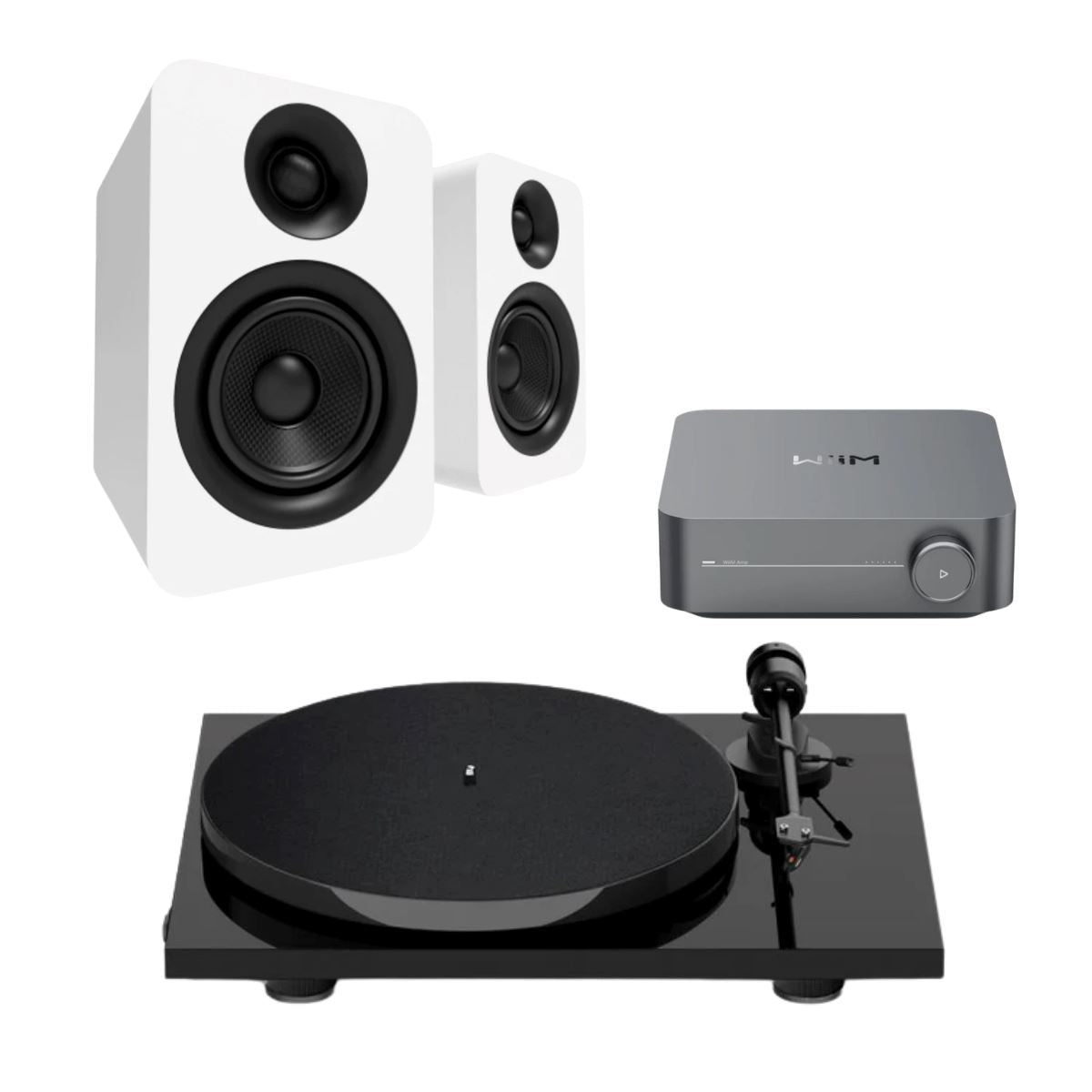 WiiM Amp + Kanto YU 4" Passive Speakers + Pro-Ject E1 Phono Turntable - K&B Audio