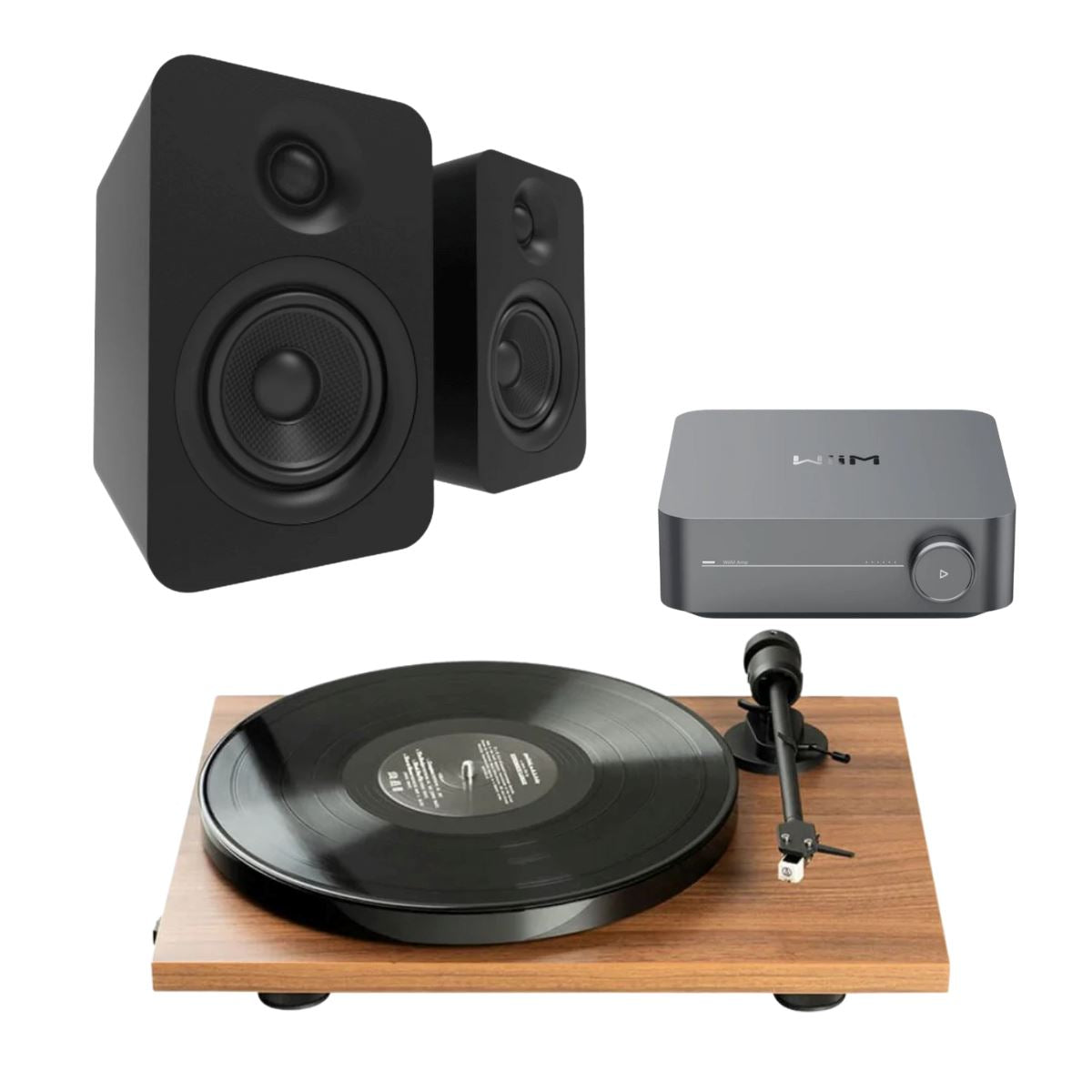 WiiM Amp + Kanto YU 4" Passive Speakers + Pro-Ject E1 Phono Turntable - K&B Audio