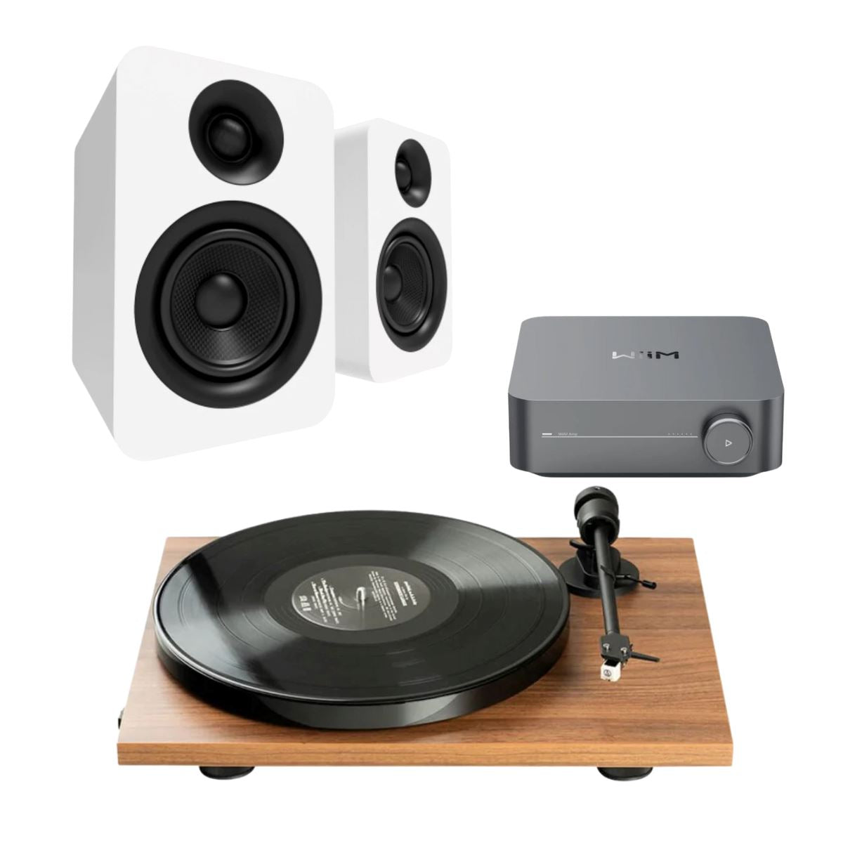 WiiM Amp + Kanto YU 4" Passive Speakers + Pro-Ject E1 Phono Turntable - K&B Audio