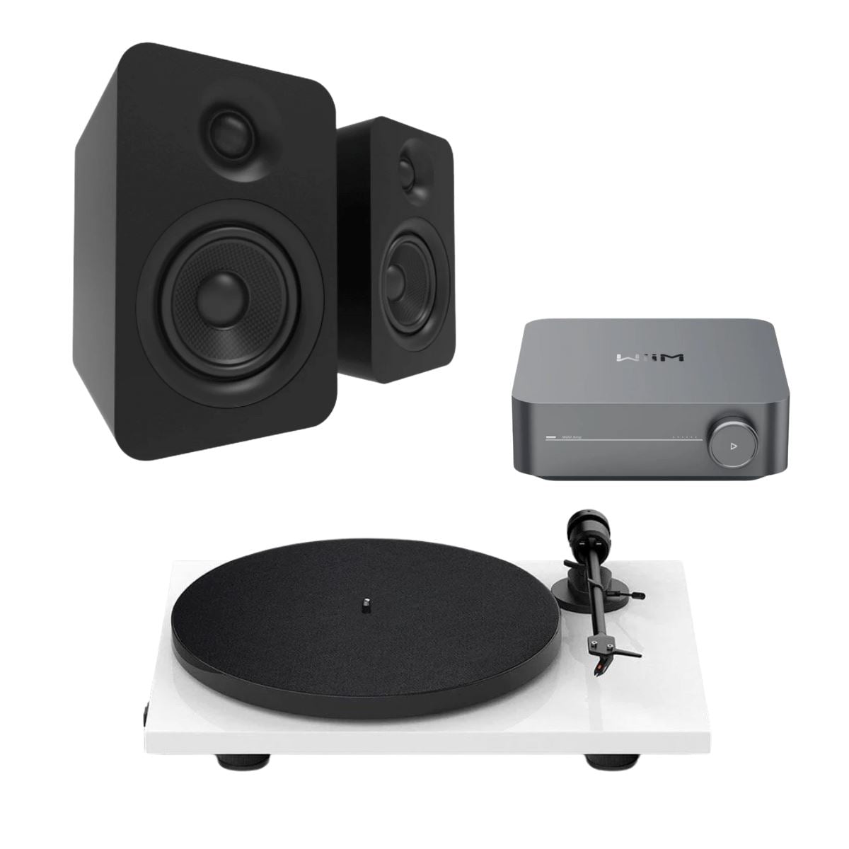 WiiM Amp + Kanto YU 4" Passive Speakers + Pro-Ject E1 Phono Turntable - K&B Audio
