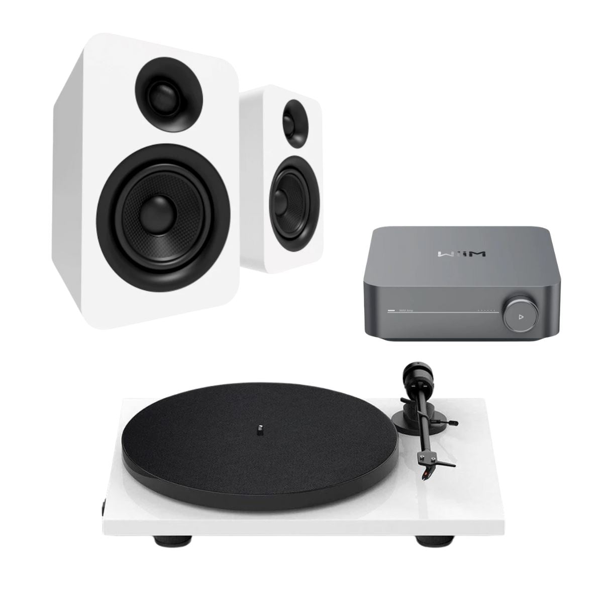 WiiM Amp + Kanto YU 4" Passive Speakers + Pro-Ject E1 Phono Turntable - K&B Audio
