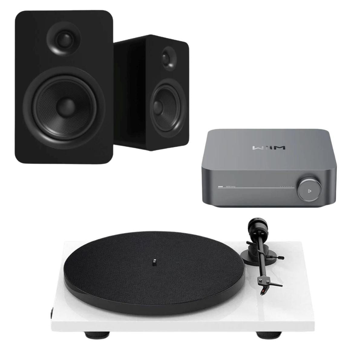 WiiM Amp + Kanto YU 6" Passive Speakers + Pro-Ject E1 Phono Turntable - K&B Audio