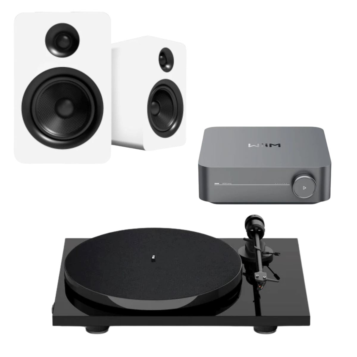 WiiM Amp + Kanto YU 6" Passive Speakers + Pro-Ject E1 Phono Turntable - K&B Audio