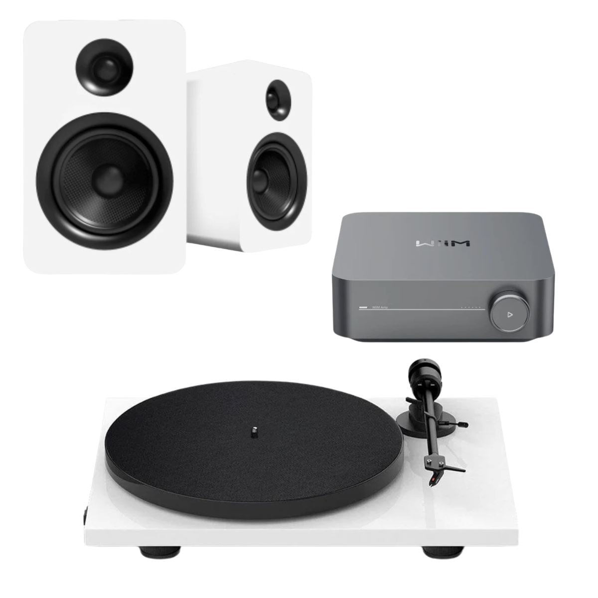 WiiM Amp + Kanto YU 6" Passive Speakers + Pro-Ject E1 Phono Turntable - K&B Audio