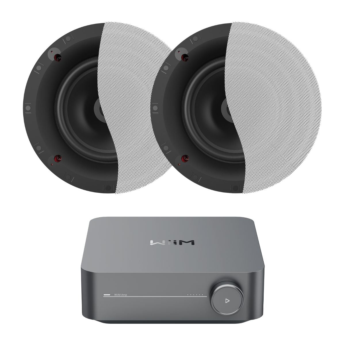 WiiM AMP Wi-Fi & Bluetooth Amplifier + Klipsch CS-18C 8" Ceiling Speakers - K&B Audio