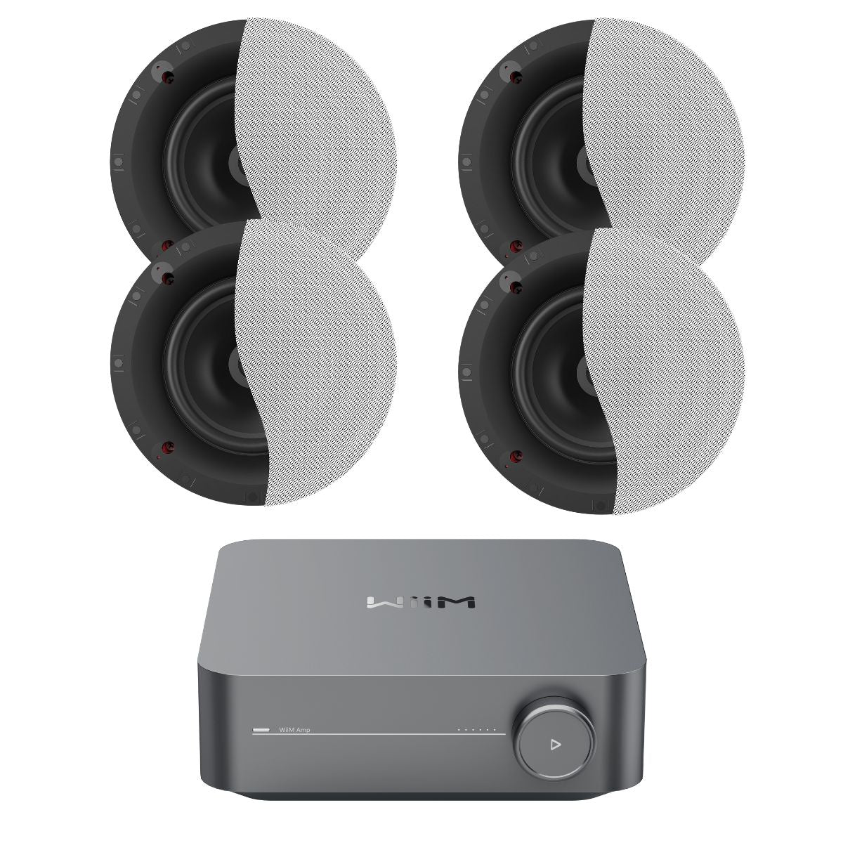 WiiM AMP Wi-Fi & Bluetooth Amplifier + Klipsch CS-18C 8" Ceiling Speakers - K&B Audio