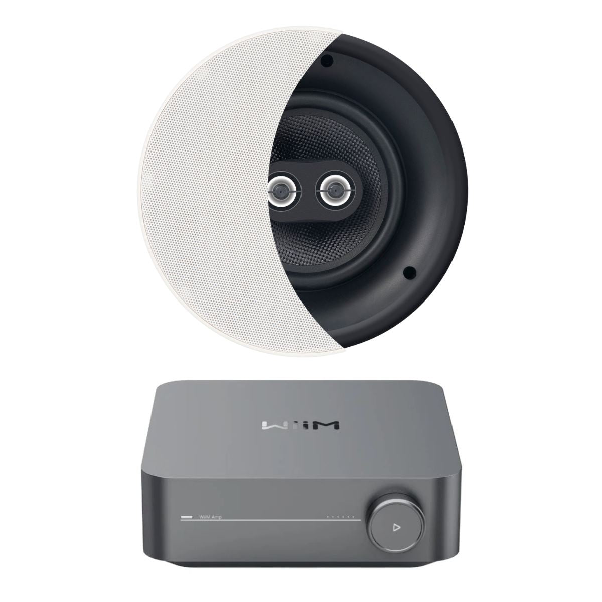 WiiM AMP Wi-Fi & Bluetooth Amplifier + OSD Audio ACE640TT 6" Single Stereo Ceiling Speaker - K&B Audio