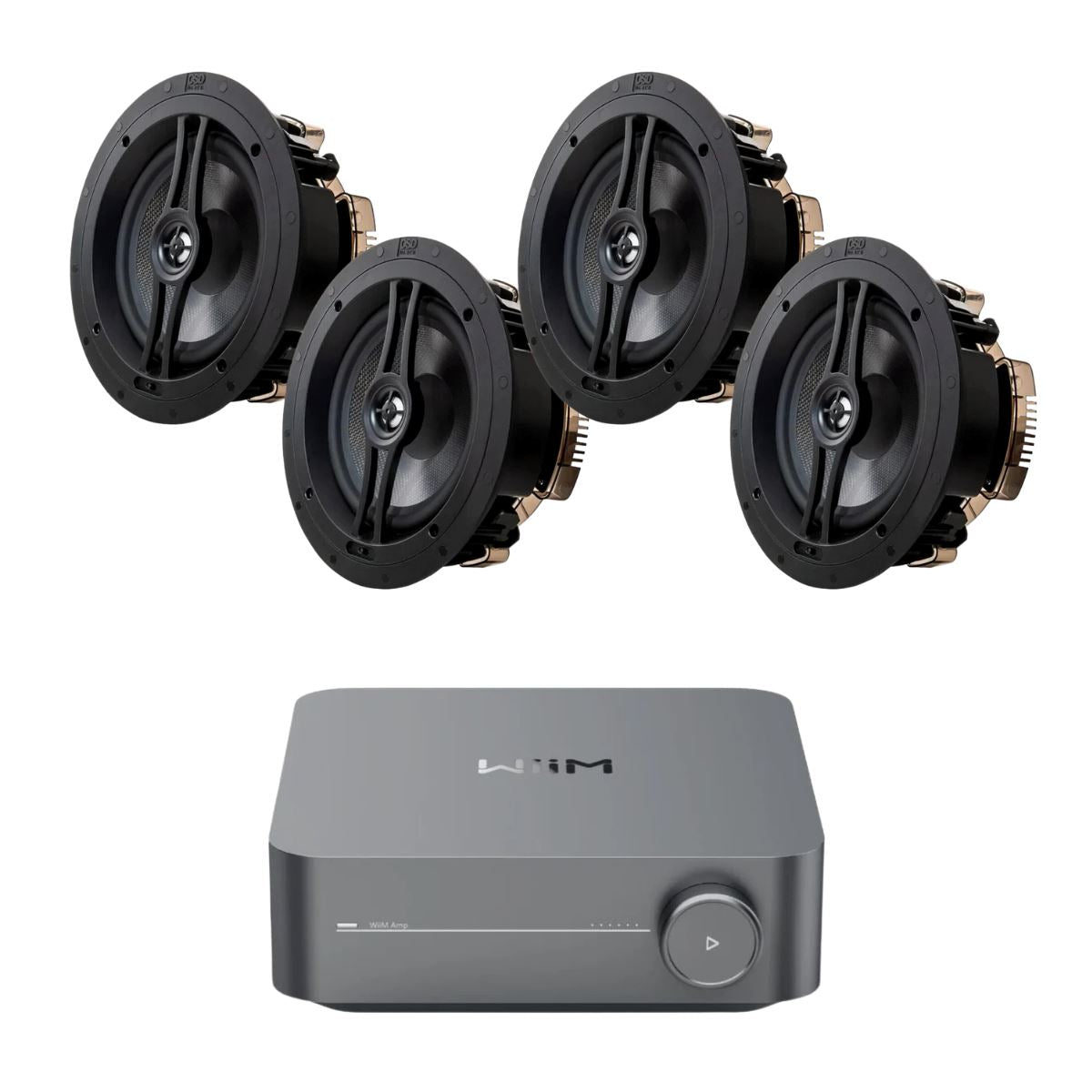 WiiM AMP Wi-Fi & Bluetooth Amplifier + OSD Audio Black Series R83 8" Ceiling Speakers - K&B Audio