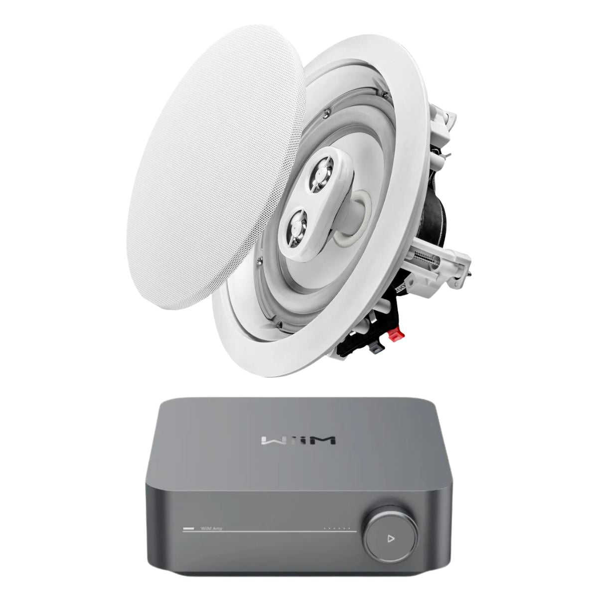 WiiM AMP Wi-Fi & Bluetooth Amplifier + OSD Audio ICE600TTWRS 6.5" Water Resistant Stereo Ceiling Speaker - K&B Audio