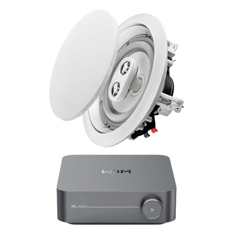 WiiM AMP Wi-Fi & Bluetooth Amplifier + OSD Audio ICE600TTWRS 6.5" Water Resistant Stereo Ceiling Speaker - K&B Audio