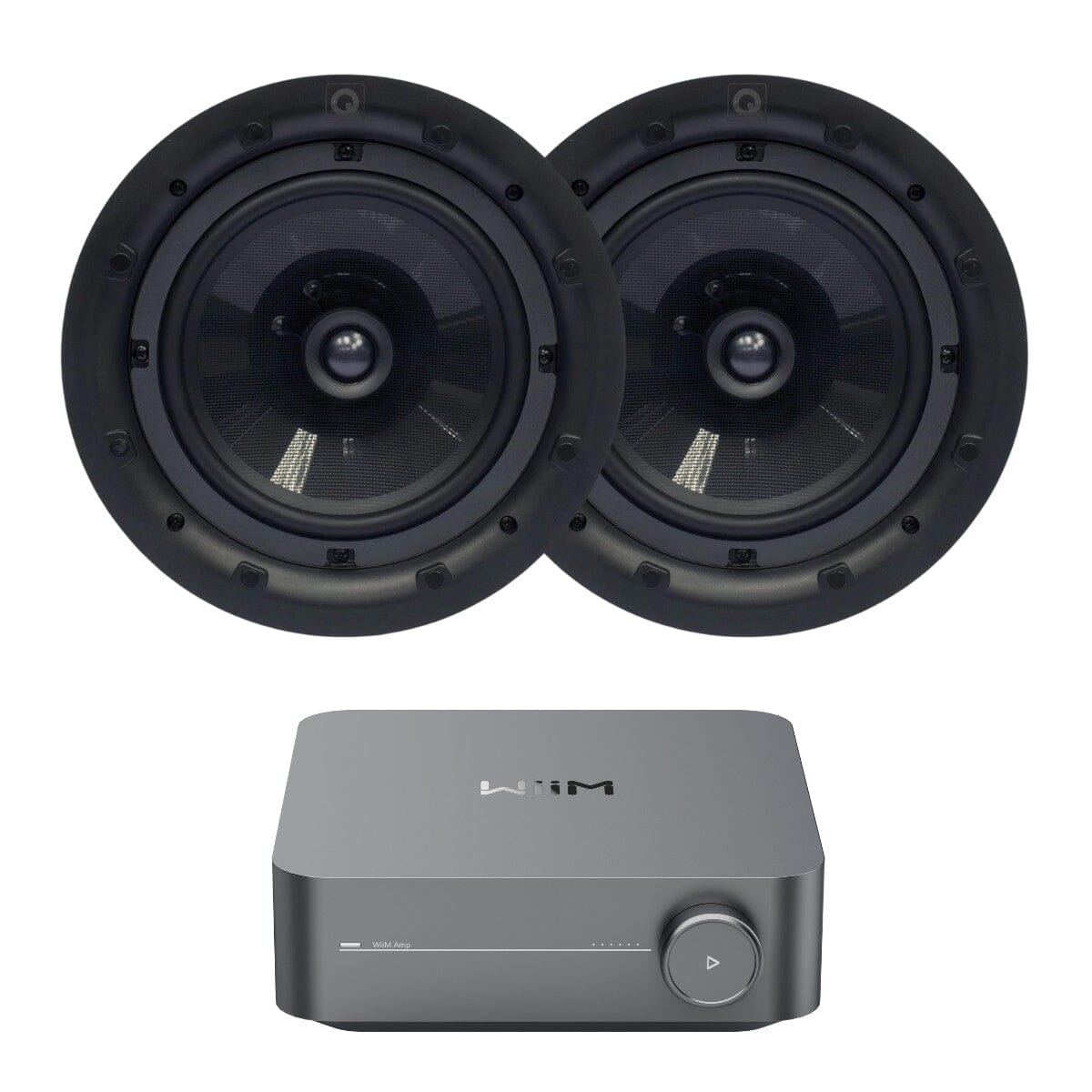 WiiM AMP Wi-Fi & Bluetooth Amplifier + Q Acoustics QI80CP 8" High Performance Ceiling Speakers - K&B Audio