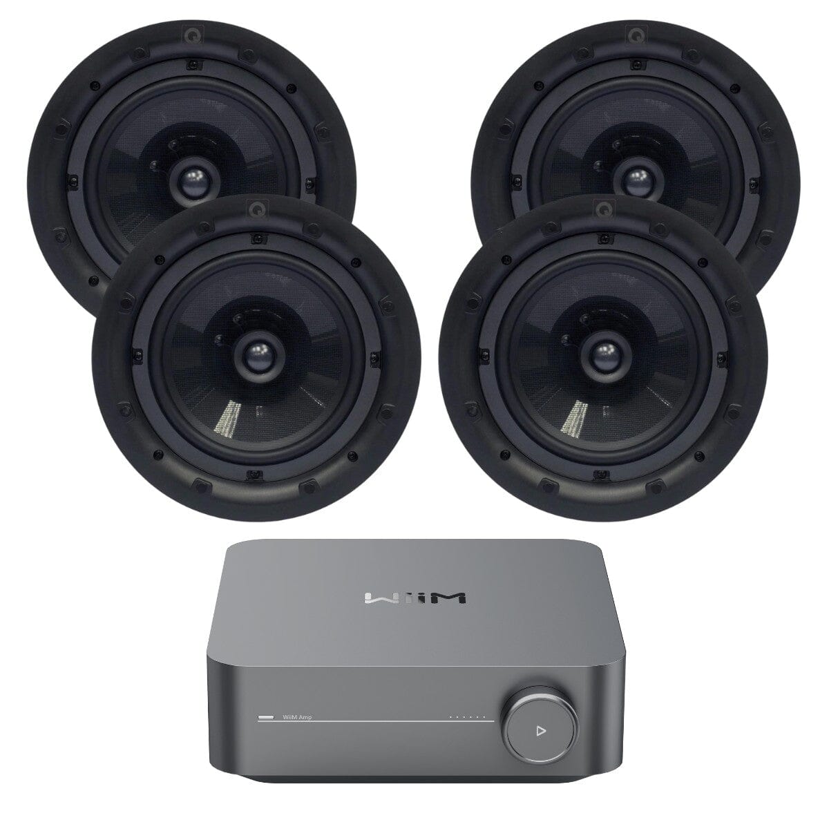 WiiM AMP Wi-Fi & Bluetooth Amplifier + Q Acoustics QI80CP 8" High Performance Ceiling Speakers - K&B Audio