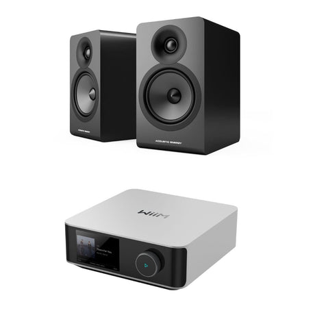 WiiM AMP Ultra + Acoustic Energy AE100² Bookshelf Speakers - K&B Audio