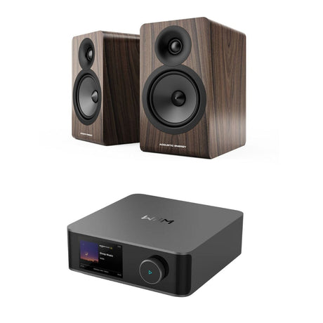 WiiM AMP Ultra + Acoustic Energy AE100² Bookshelf Speakers - K&B Audio