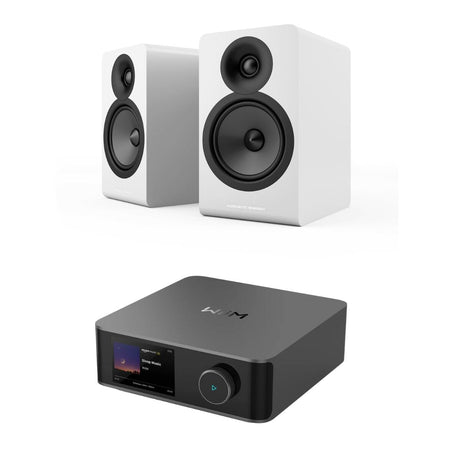 WiiM AMP Ultra + Acoustic Energy AE100² Bookshelf Speakers - K&B Audio