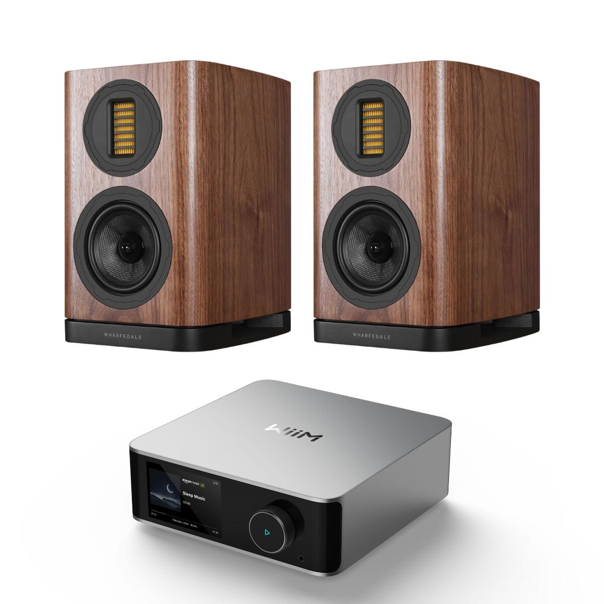 WiiM AMP Ultra + Wharfedale EVO 5.1 Bookshelf Speakers (Pair) - K&B Audio