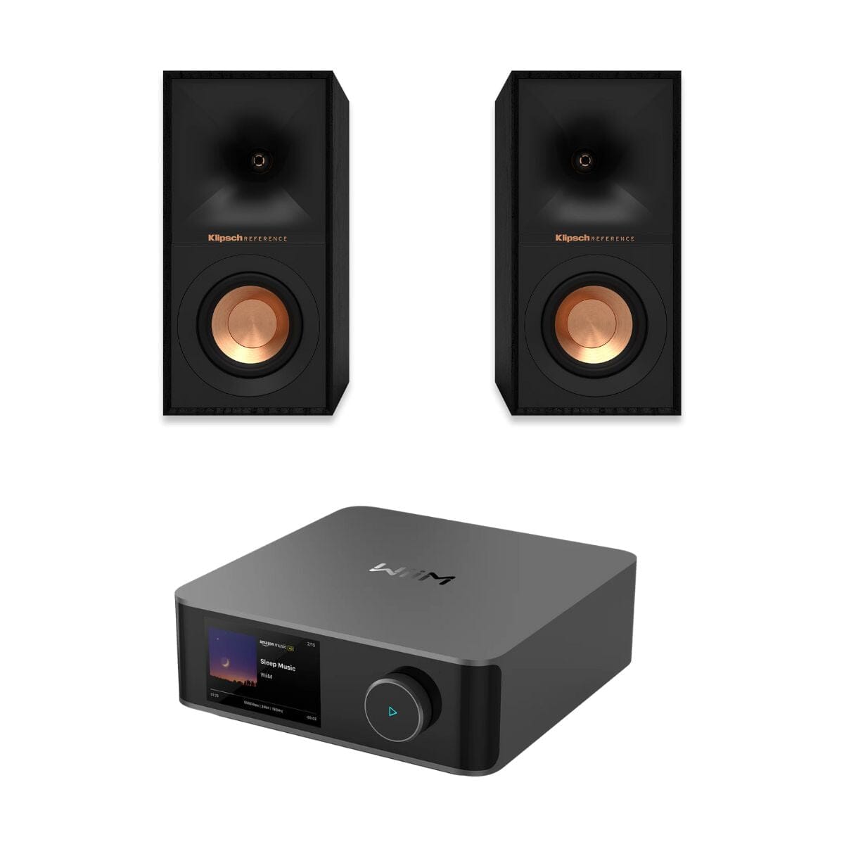 WiiM AMP Ultra Wi-Fi Amplifier + Klipsch R-40M 4" Bookshelf Speakers - K&B Audio