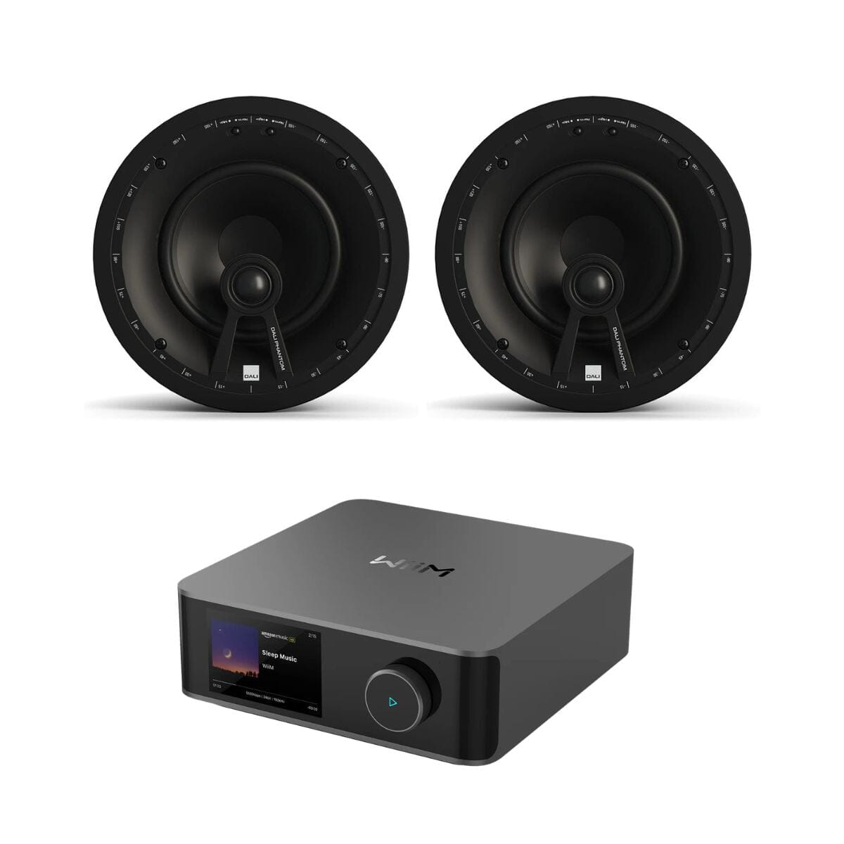 WiiM AMP Ultra Wi-Fi & Bluetooth Amplifier + DALI Phantom E-60 WR 6.5" Ceiling Speakers - K&B Audio