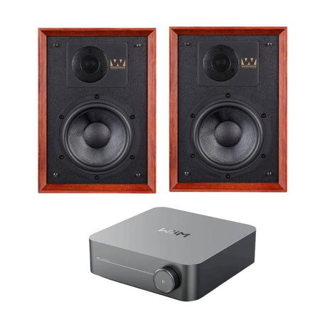 WiiM AMP + Wharfedale Denton 85 Bookshelf Speakers - K&B Audio