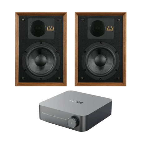 WiiM AMP + Wharfedale Denton 85 Bookshelf Speakers - K&B Audio