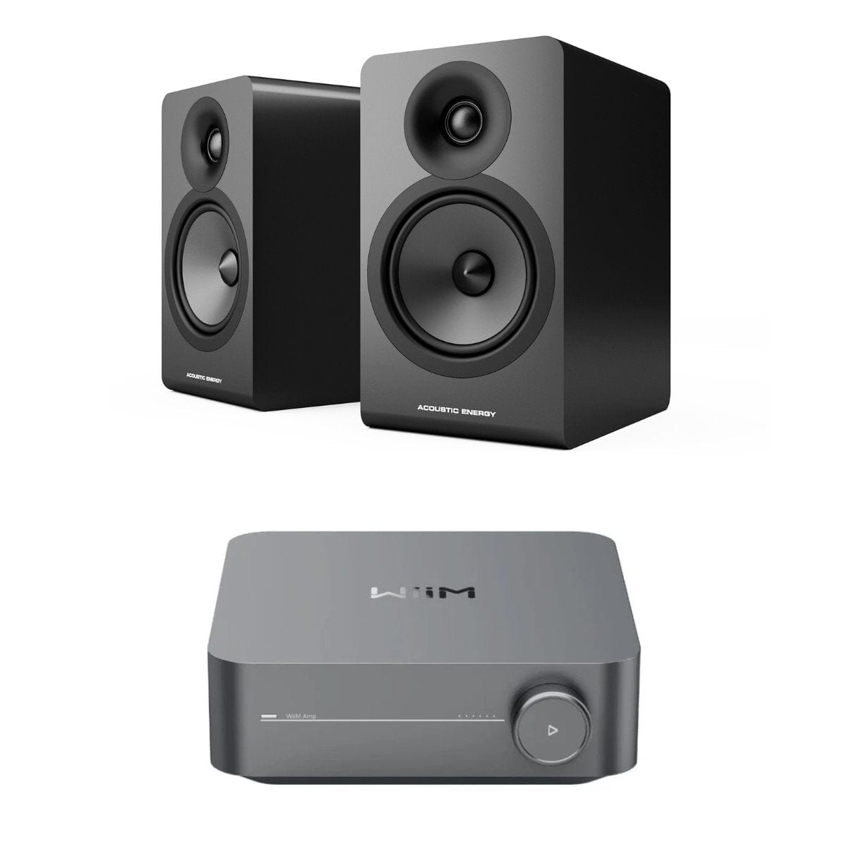 WiiM AMP Wi-Fi Amplifier + Acoustic Energy AE100² Bookshelf Speakers - K&B Audio