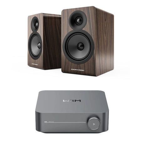 WiiM AMP Wi-Fi Amplifier + Acoustic Energy AE100² Bookshelf Speakers - K&B Audio