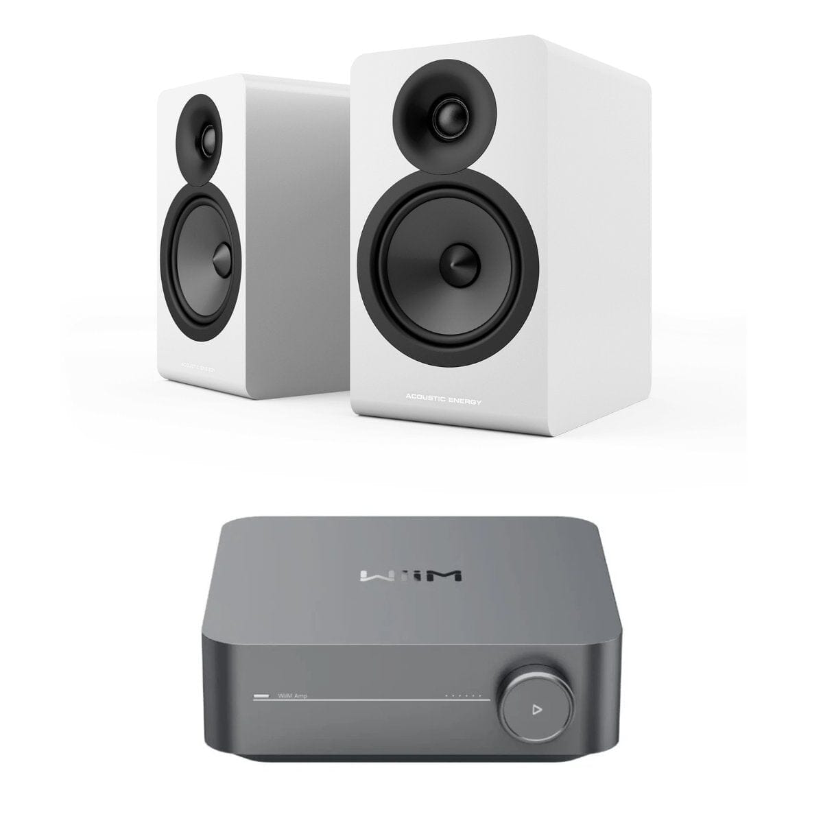 WiiM AMP Wi-Fi Amplifier + Acoustic Energy AE100² Bookshelf Speakers - K&B Audio