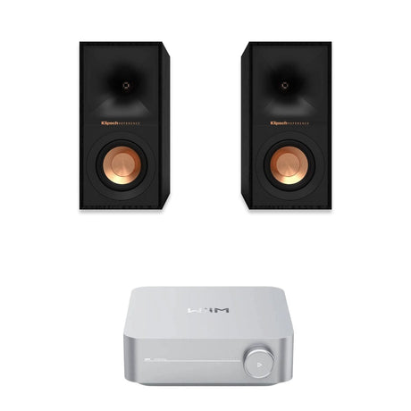 WiiM AMP Wi-Fi Amplifier + Klipsch R-40M 4" Bookshelf Speakers - K&B Audio