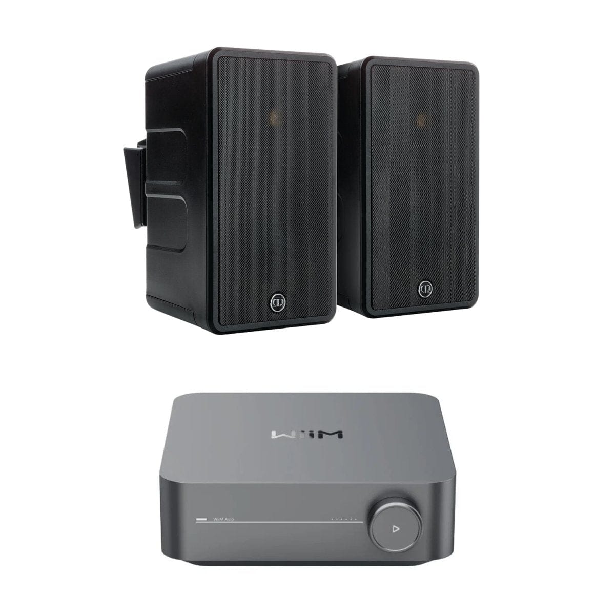 WiiM AMP Wi-Fi & Bluetooth Amplifier + Monitor Audio Climate 60 6.5" Outdoor Speakers (Pair) - K&B Audio