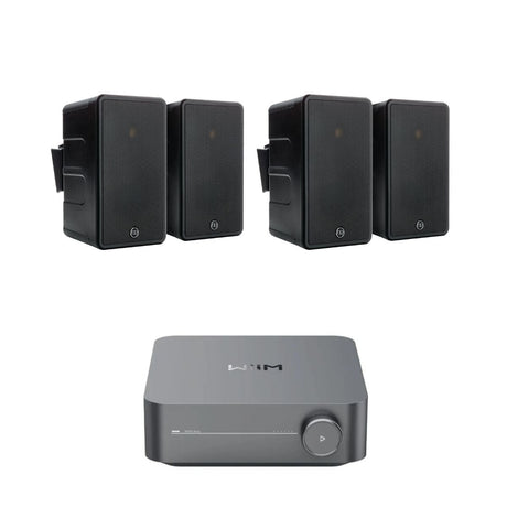 WiiM AMP Wi-Fi & Bluetooth Amplifier + Monitor Audio Climate 60 6.5" Outdoor Speakers (Pair) - K&B Audio