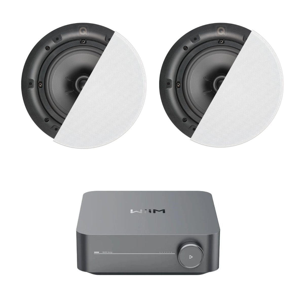 WiiM AMP Wi-Fi & Bluetooth Amplifier + Q Acoustics QI65C 6.5" Ceiling Speakers - K&B Audio