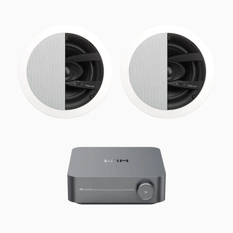 WiiM AMP Wi-Fi & Bluetooth Amplifier + Q Acoustics QI65CW 6.5" Water Resistant Ceiling Speakers - K&B Audio