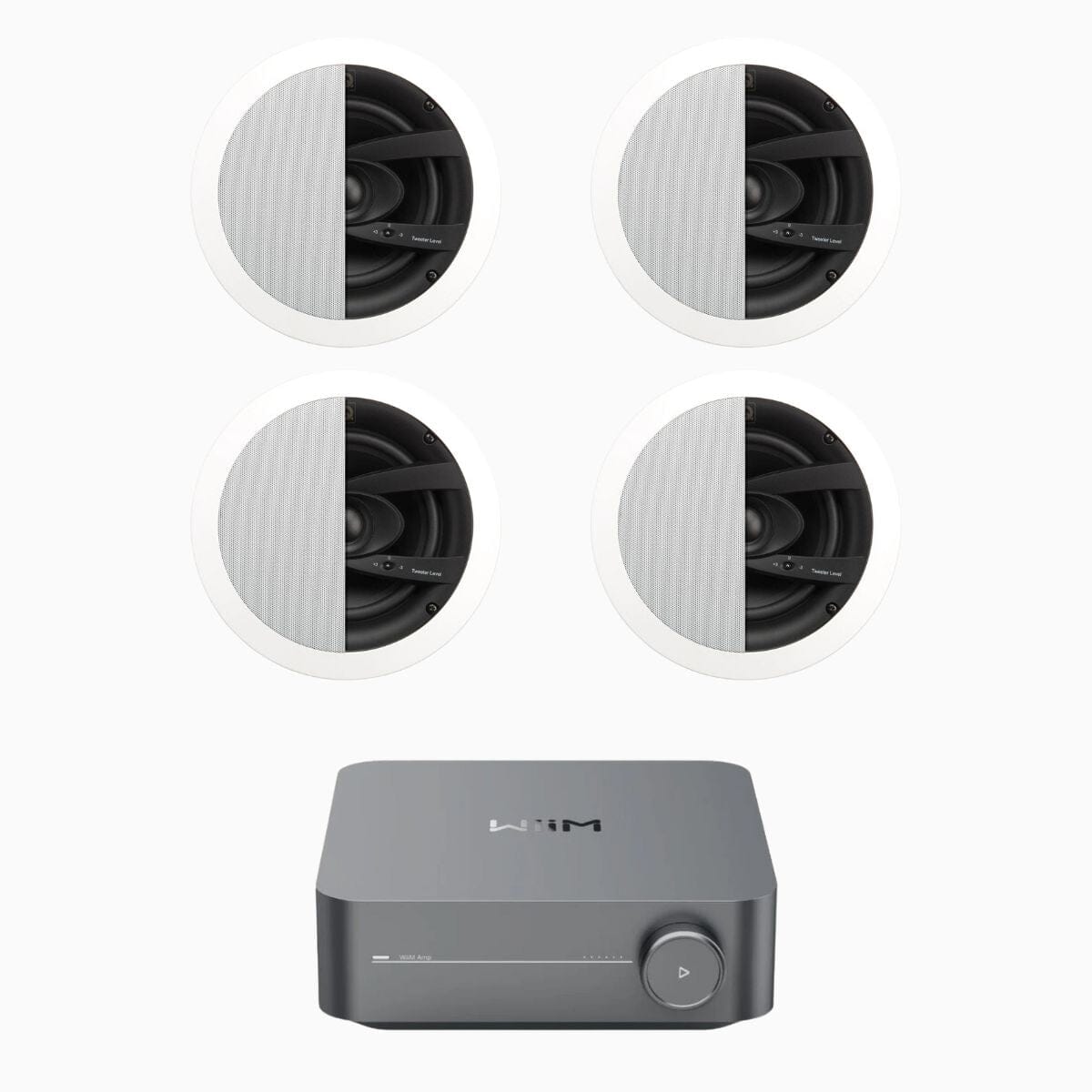 WiiM AMP Wi-Fi & Bluetooth Amplifier + Q Acoustics QI65CW 6.5" Water Resistant Ceiling Speakers - K&B Audio