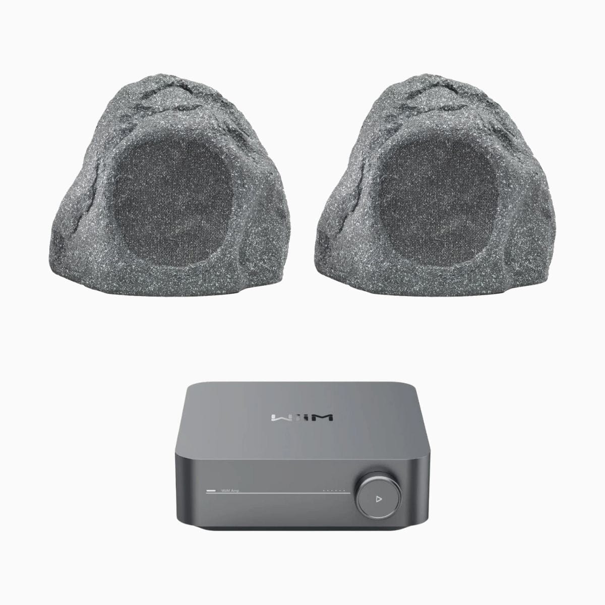 WiiM AMP Wi-Fi & Bluetooth Amplifier + Q Acoustics QI65LW Outdoor Rock Speakers - K&B Audio