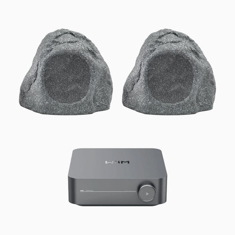 WiiM AMP Wi-Fi & Bluetooth Amplifier + Q Acoustics QI65LW Outdoor Rock Speakers - K&B Audio