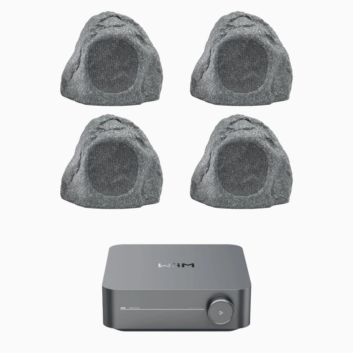 WiiM AMP Wi-Fi & Bluetooth Amplifier + Q Acoustics QI65LW Outdoor Rock Speakers - K&B Audio