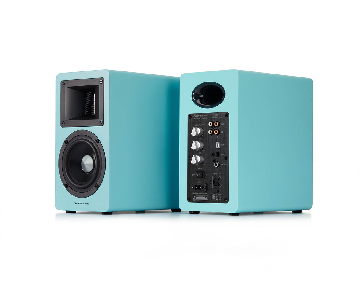 Airpulse A80 100W Active Bookshelf Speakers with Bluetooth - K&B Audio